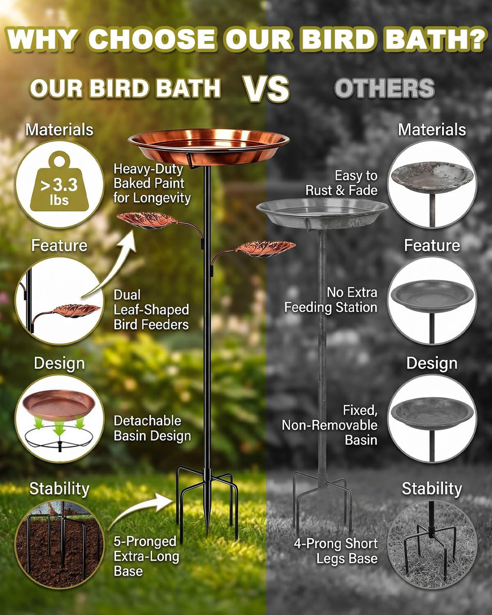 HAWAJOK side view highlighting two leaf bowls for separate feeding and bathing benefit