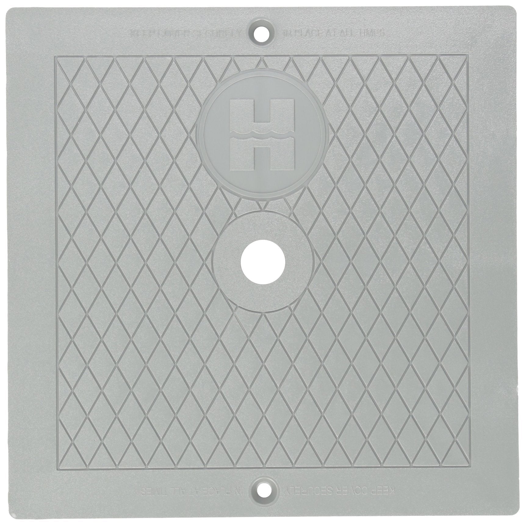Hayward 10-inch dark gray square cover front showing secure fit and neat finish