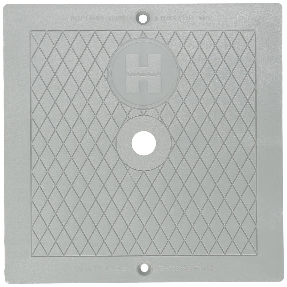 Hayward 10-inch dark gray square cover front showing secure fit and neat finish