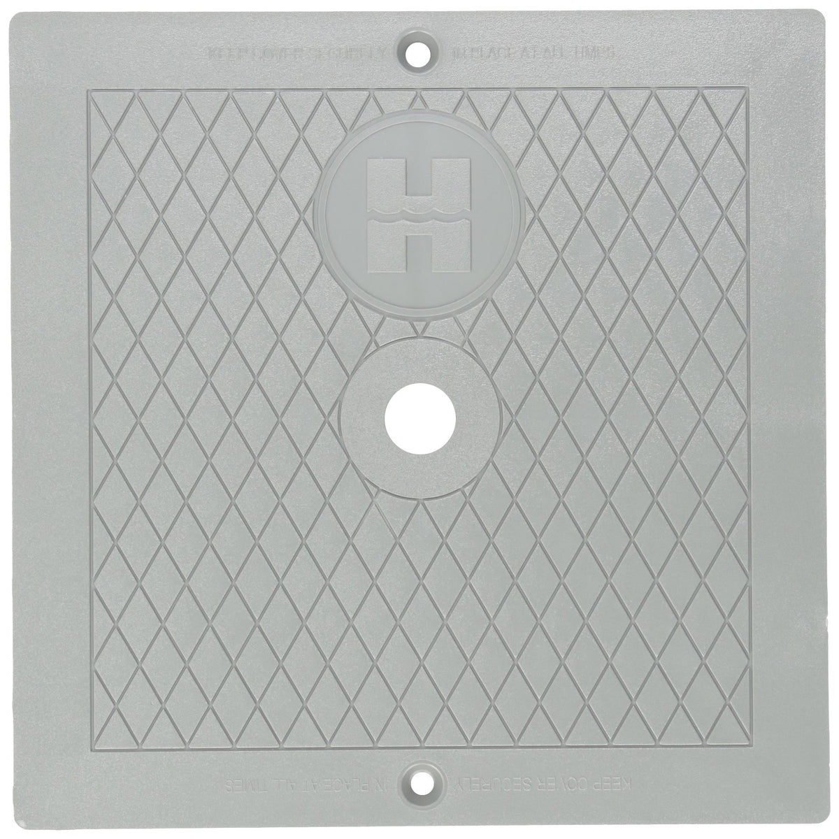Hayward 10-inch dark gray square cover front showing secure fit and neat finish