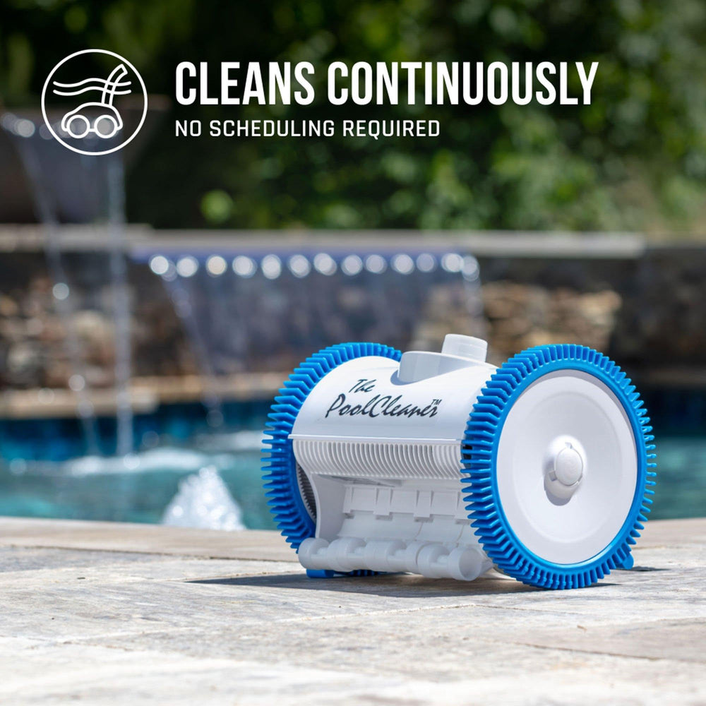 Hayward Poolvergnuegen operating in backyard pool illustrating hands-free maintenance
