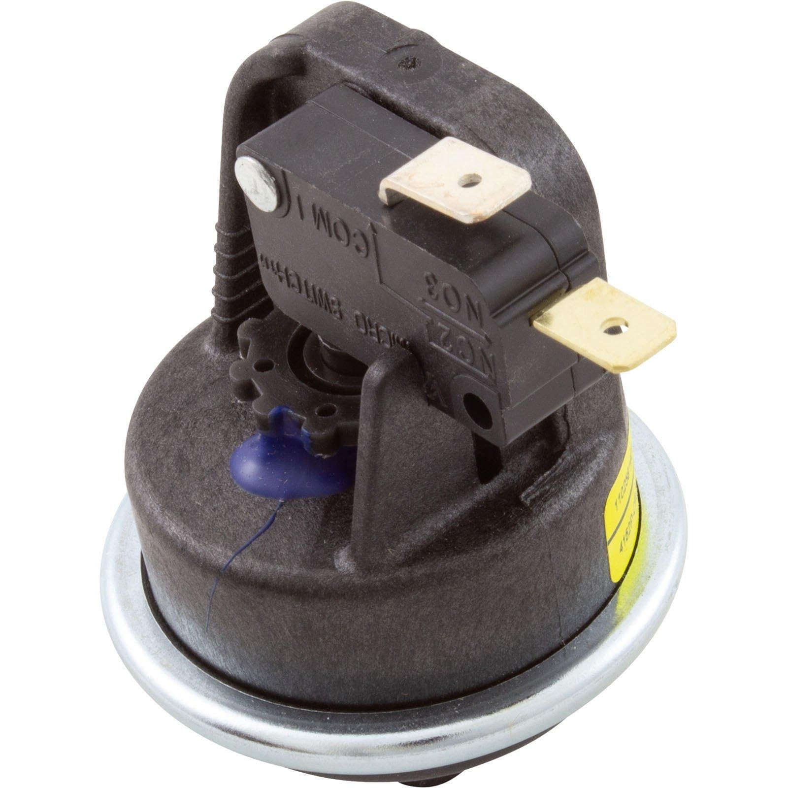 Hayward pressure switch front view showing label and durable housing for reliable replacement