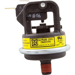 Hayward pressure switch installed on Universal H-Series heater demonstrating correct fit