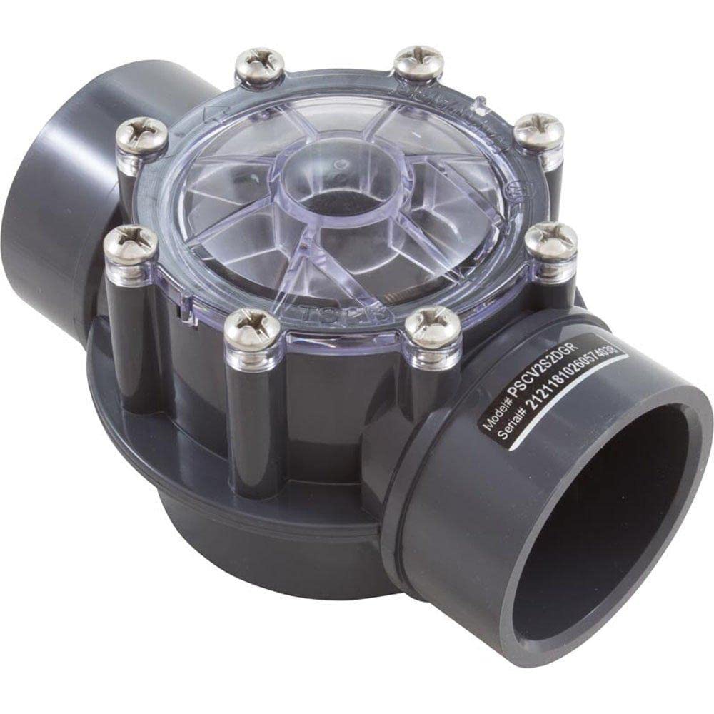 Hayward PSCV2S2DGR front view showing clear cover and PVC body for easy inspection
