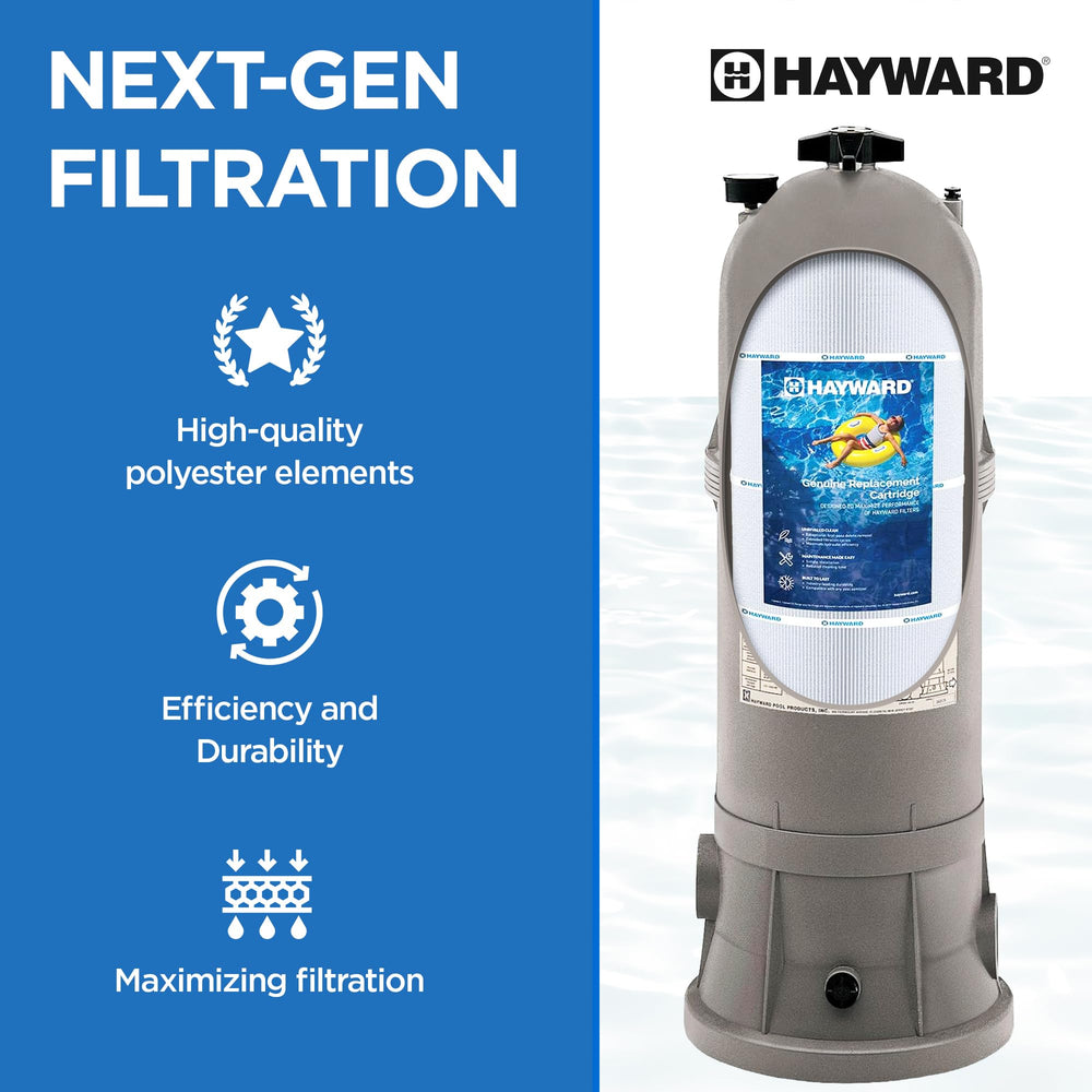 Hayward technician rinsing cartridge illustrating easy cleaning and maintenance benefit