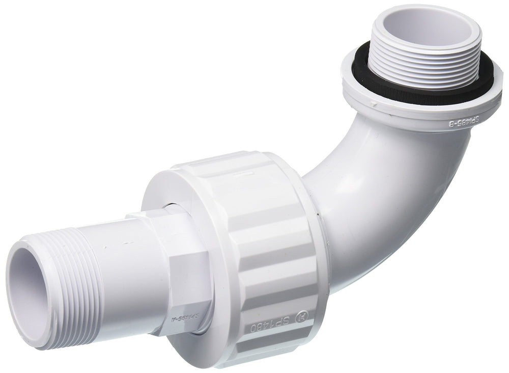 Hayward SP1485 front view showing full 90-degree sweep and union, improving flow