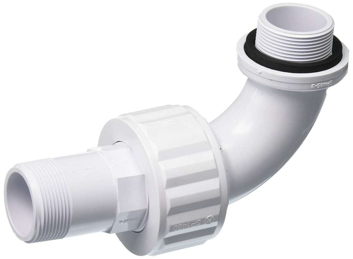 Hayward SP1485 front view showing full 90-degree sweep and union, improving flow