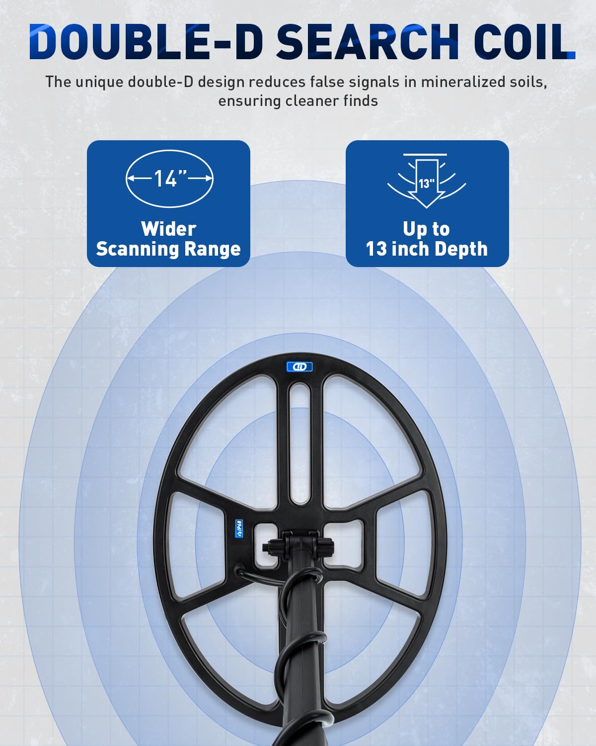 hazlewolke 14-inch DD coil close-up illustrating deeper detection coverage