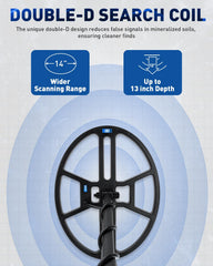 hazlewolke 14-inch DD coil close-up illustrating deeper detection coverage