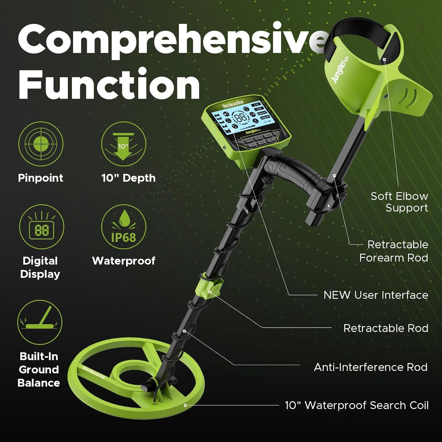 hazlewolke controls and backlit LCD for one-hand operation in low light