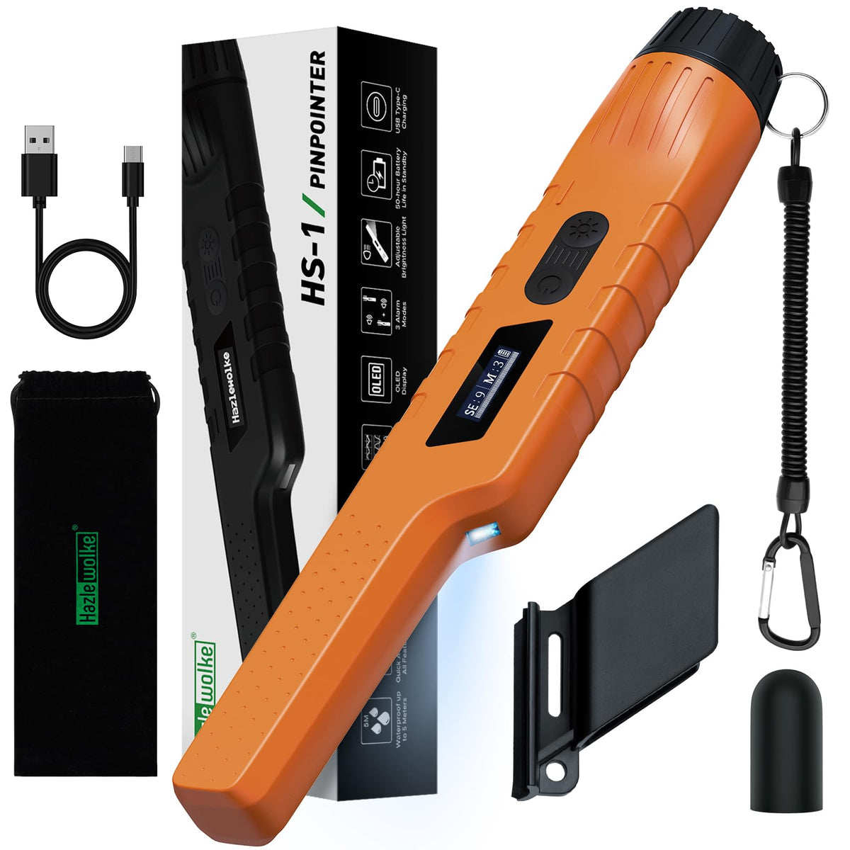 hazlewolke front view showing waterproof housing and ergonomic grip benefit: durable handling