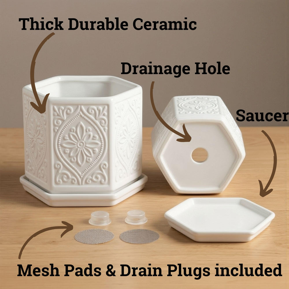 HB Design Co. close-up of hexagon textured ceramic surface highlighting durable finish