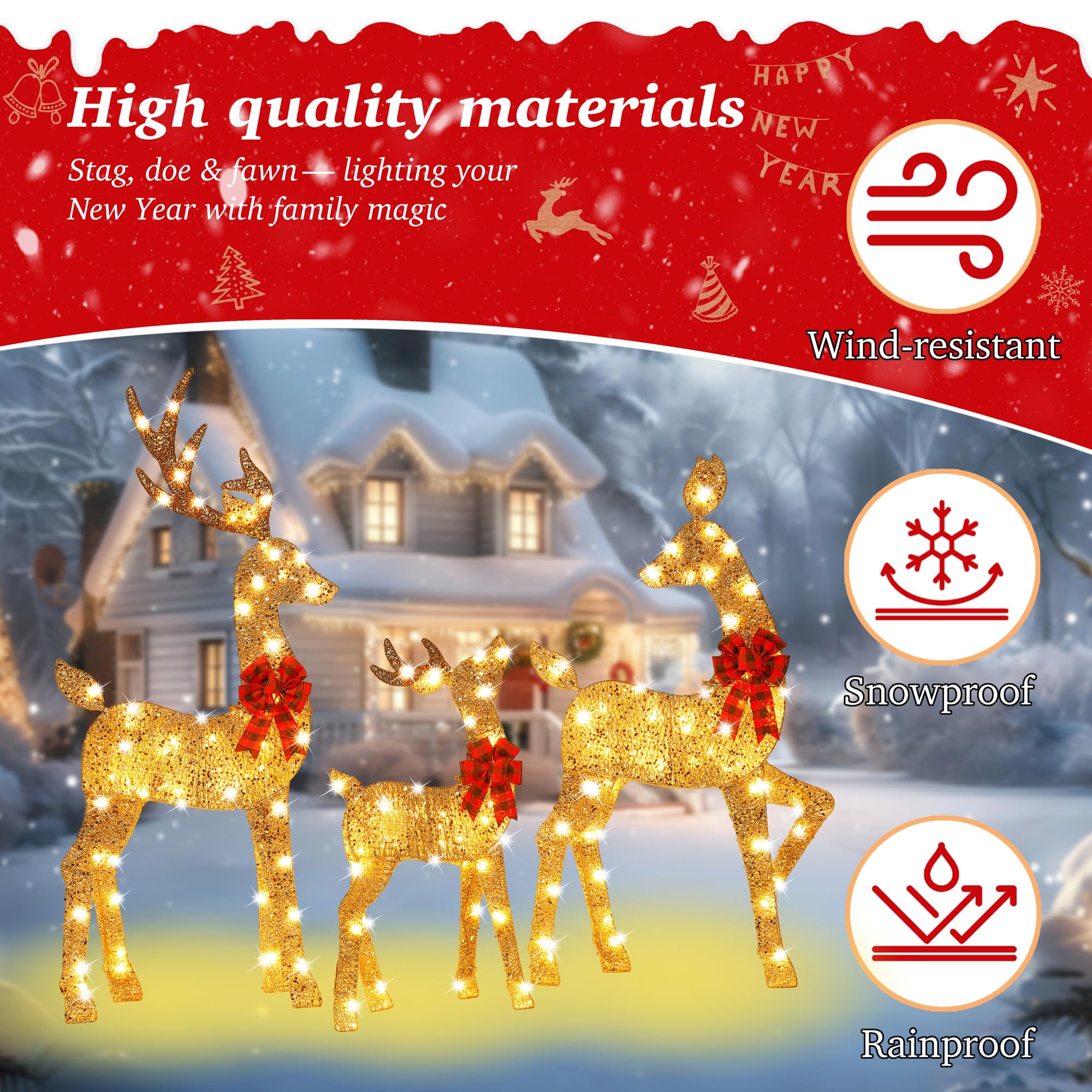 HbSpacstial antlers and red bow detail emphasizing realistic seasonal accents