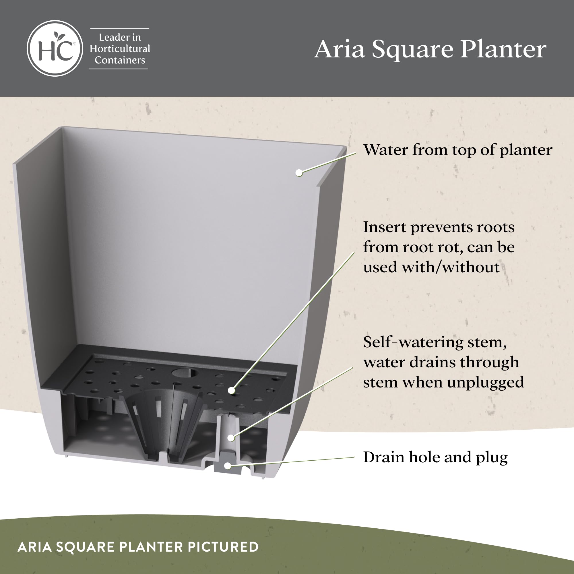 The HC Companies Aria close-up of plastic texture highlighting UV-resistant finish