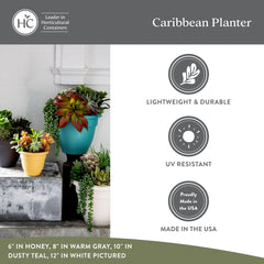 The HC Companies planter drainage hole with removable plug closeup showing water control benefit