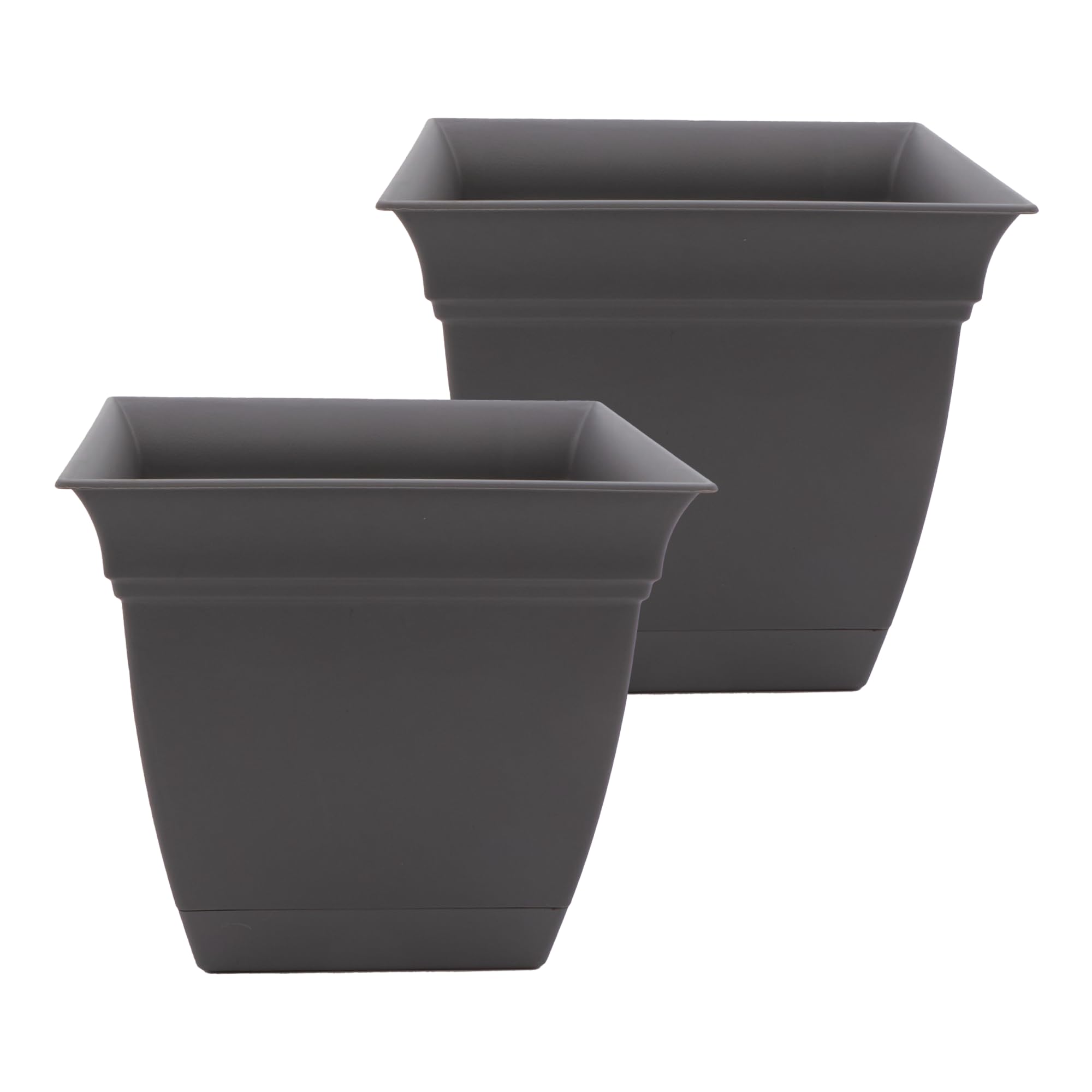 The HC Companies front view warm gray planter showing modern square shape and curb appeal