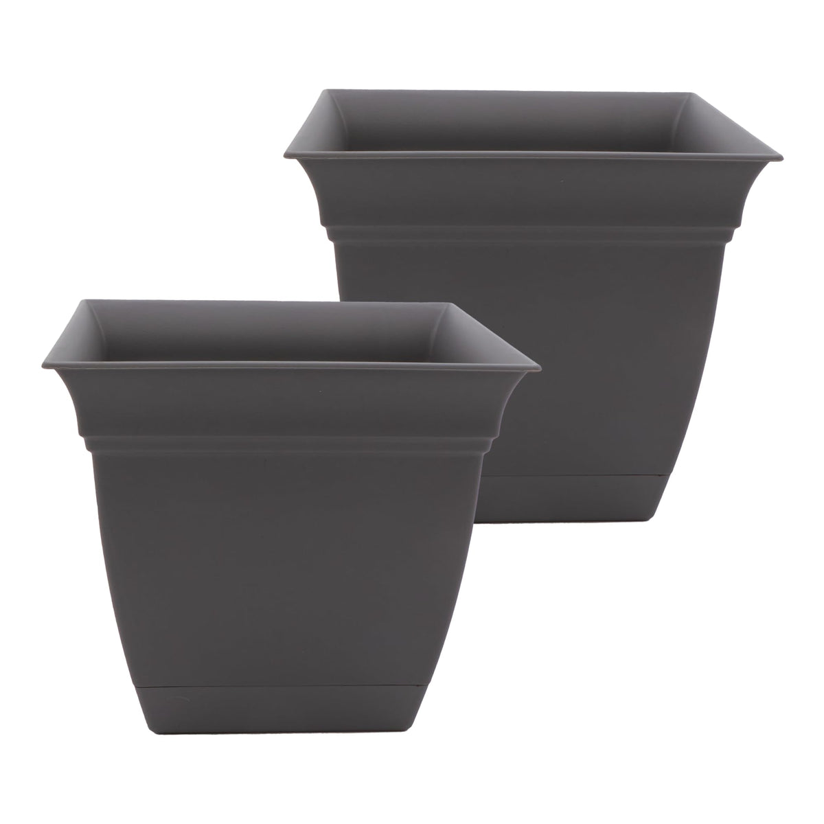 The HC Companies front view warm gray planter showing modern square shape and curb appeal
