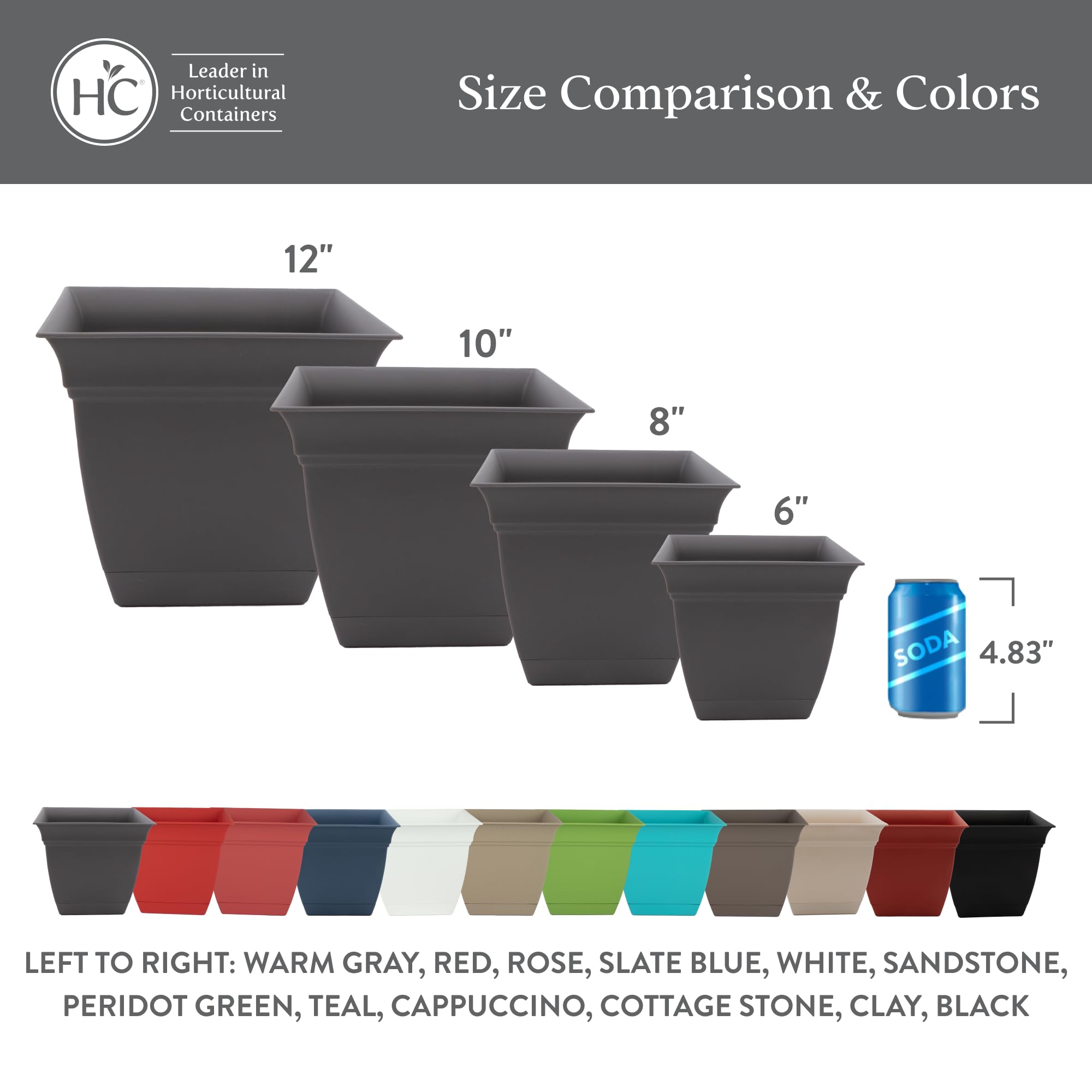 The HC Companies planter next to chair showing 10-inch scale and easy mobility benefit