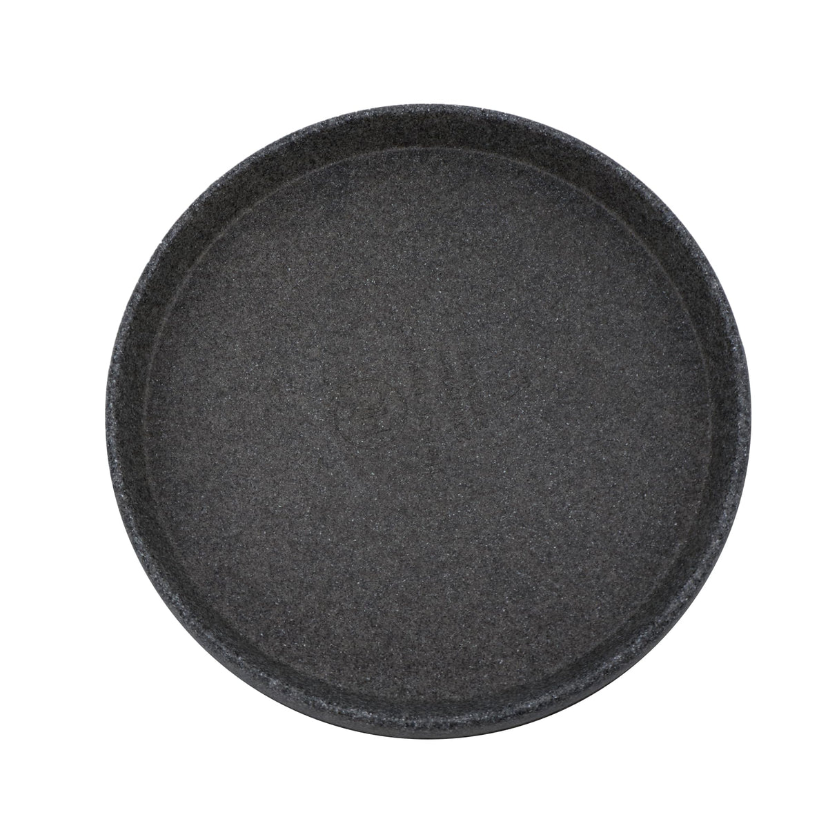 The HC Companies front view of saucer showing black granite finish and protection