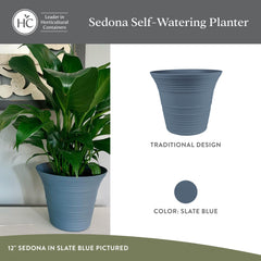 The HC Companies Sedona top view revealing self-watering reservoir disk for easy refill and no spills
