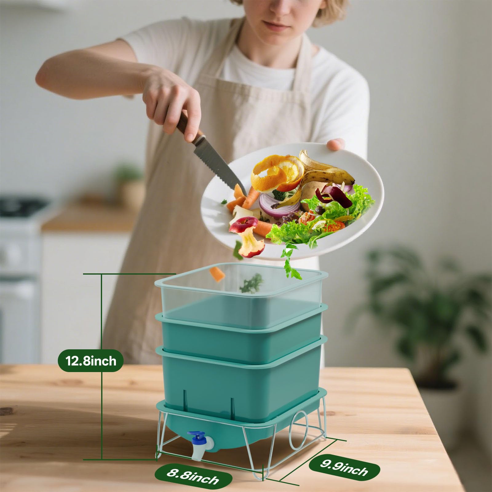 HCGADON top tray with food scraps demonstrating convenient countertop feeding
