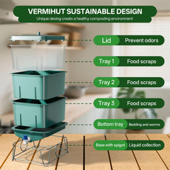 HCGADON stacked trays side profile showing space-saving vertical storage benefit