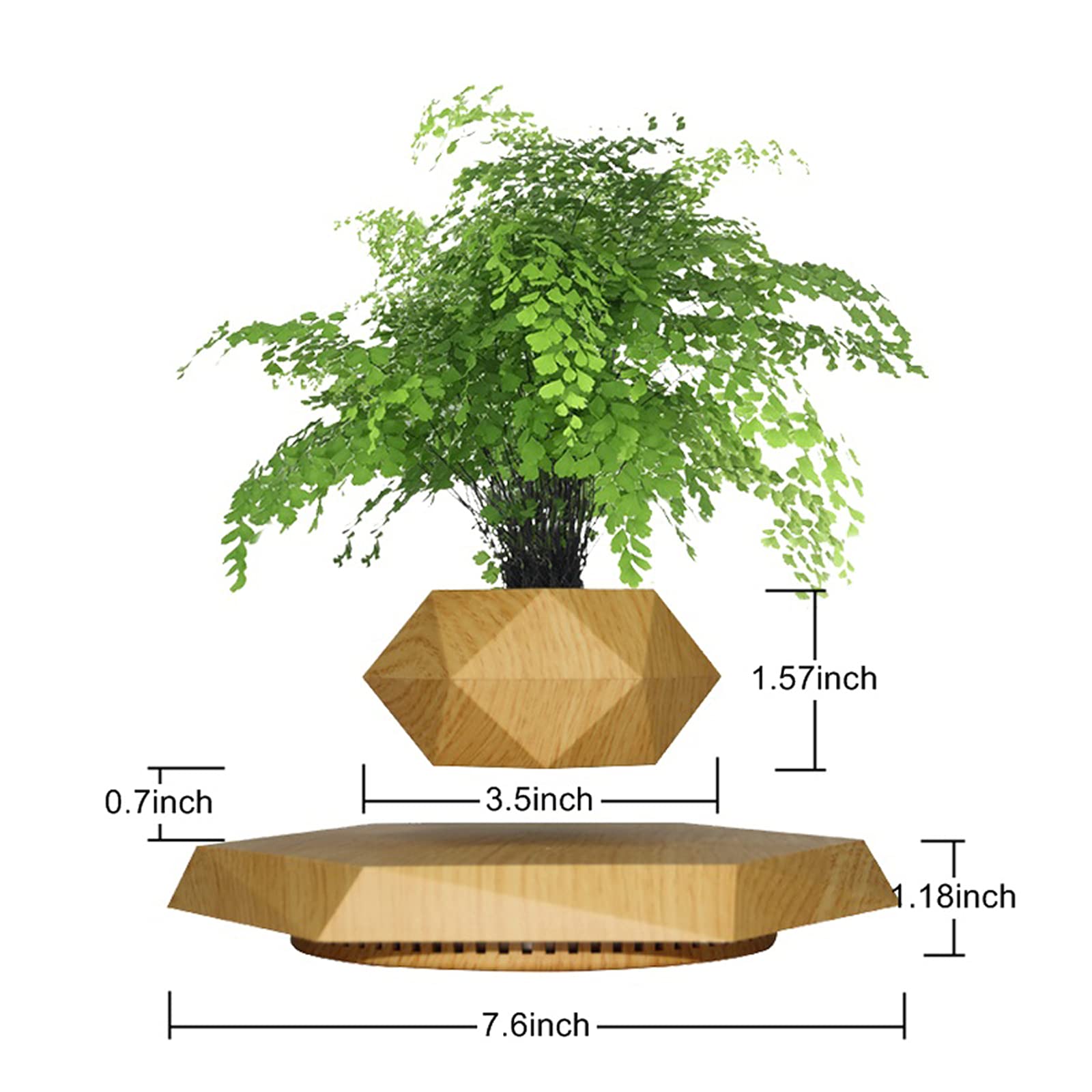 HCNT levitating pot floating and rotating to display the plant all around