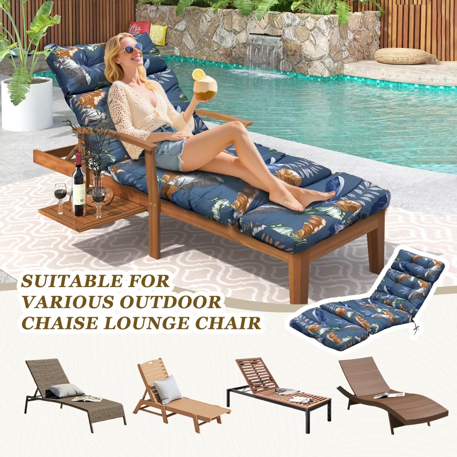 HCyopin adjustable straps and ties securing cushion to chaise reliably