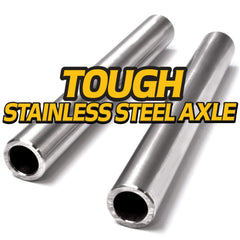 HD Switch 304 stainless steel axle close-up highlighting rust resistance