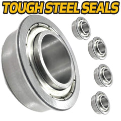 HD Switch bearing seal detail showing tough steel seals for longer life