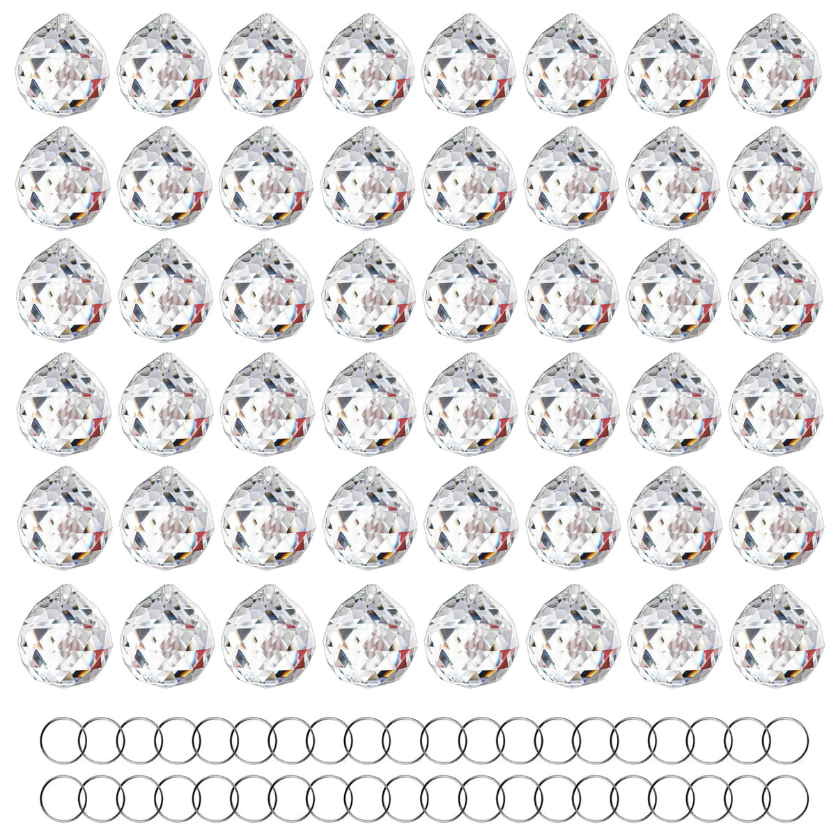 HDCRYSTALGIFTS front view of 48 prism pack showing quantity and clear finish