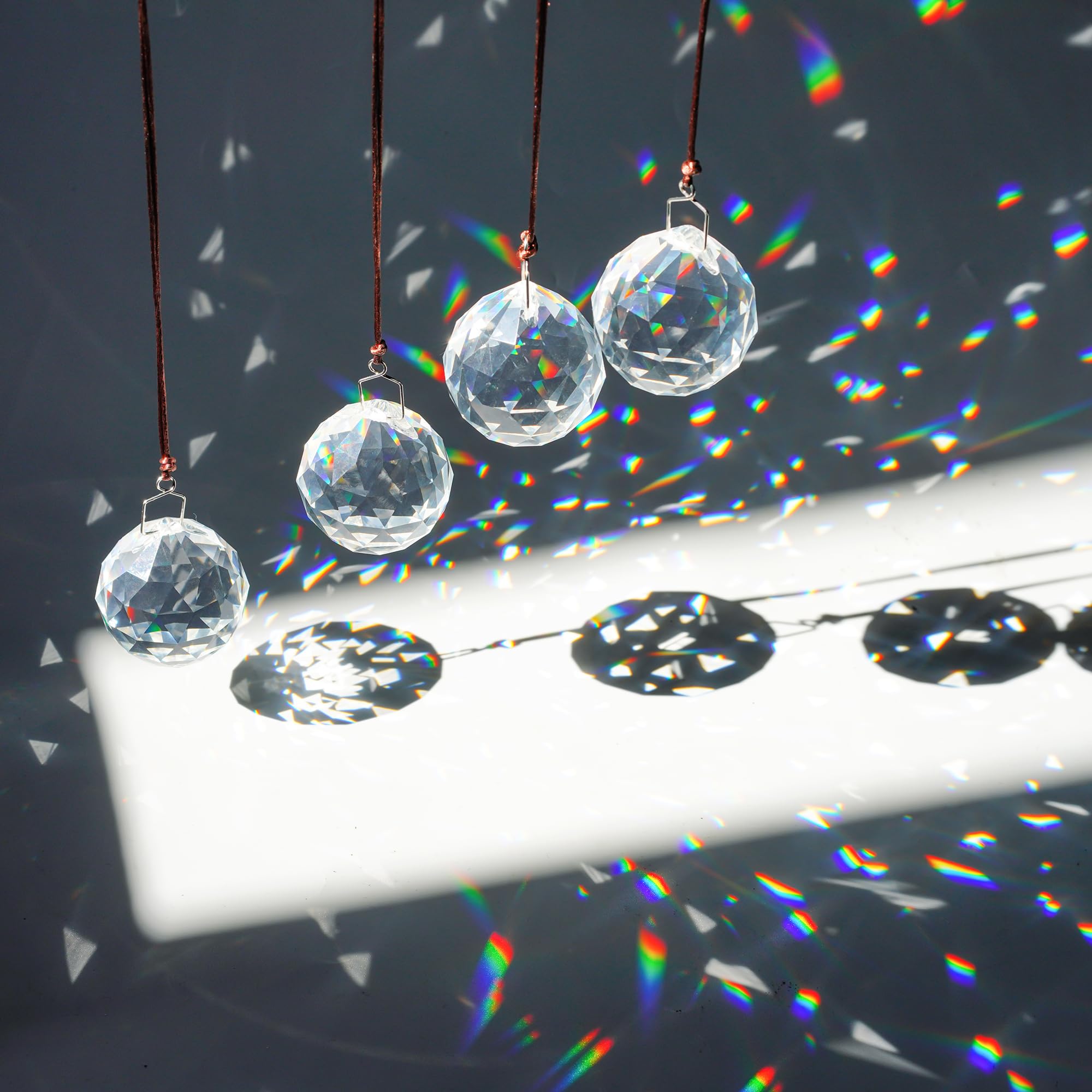 HDCRYSTALGIFTS prisms casting rainbows through a sunny window for ambience