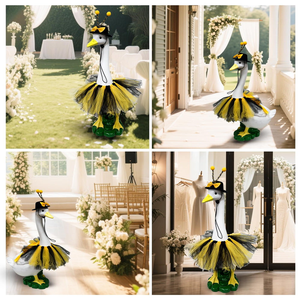 HDOOMN goose placed on lawn illustrating weather-ready placement and garden charm