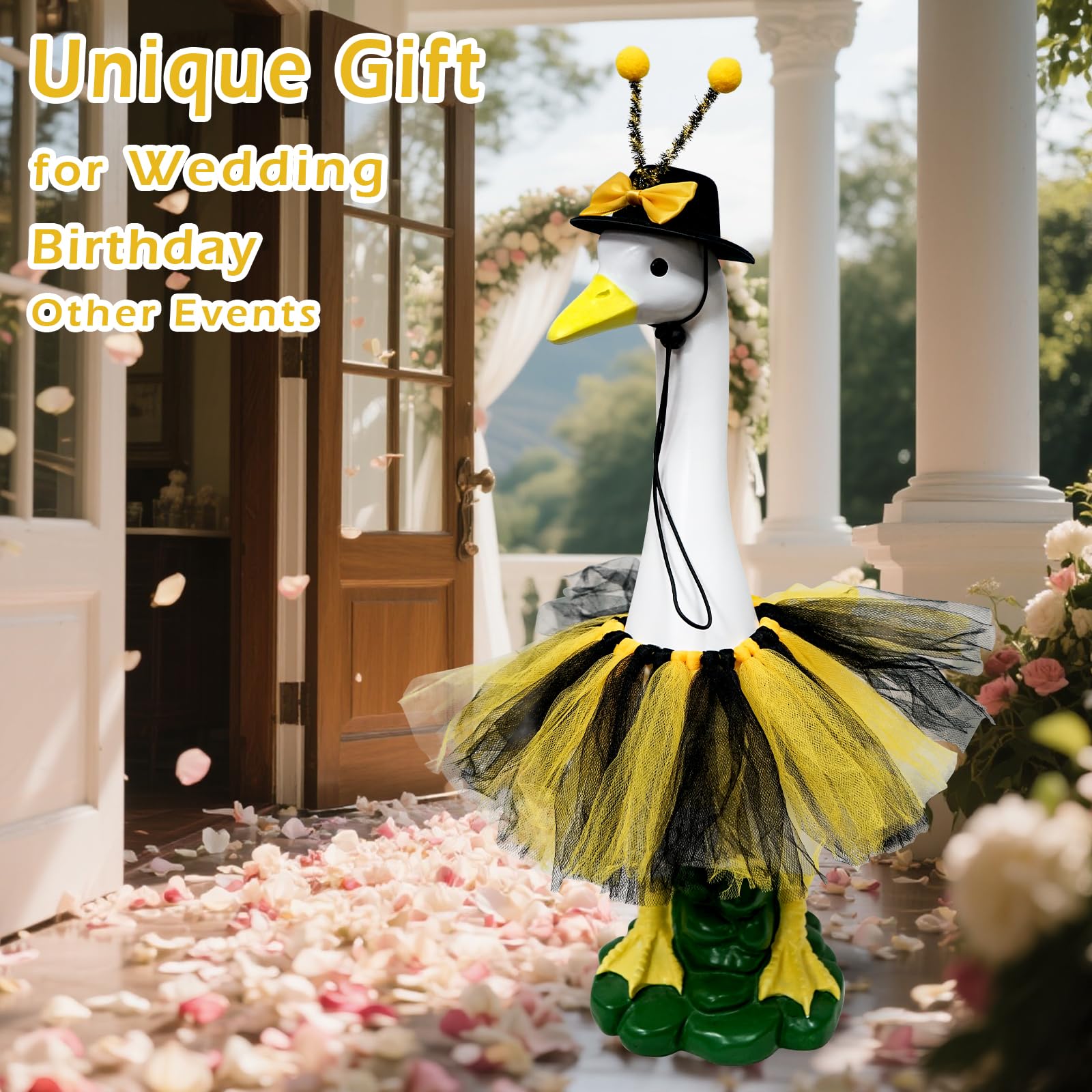HDOOMN goose styled on a porch creating an inviting entrance and decorative curb appeal