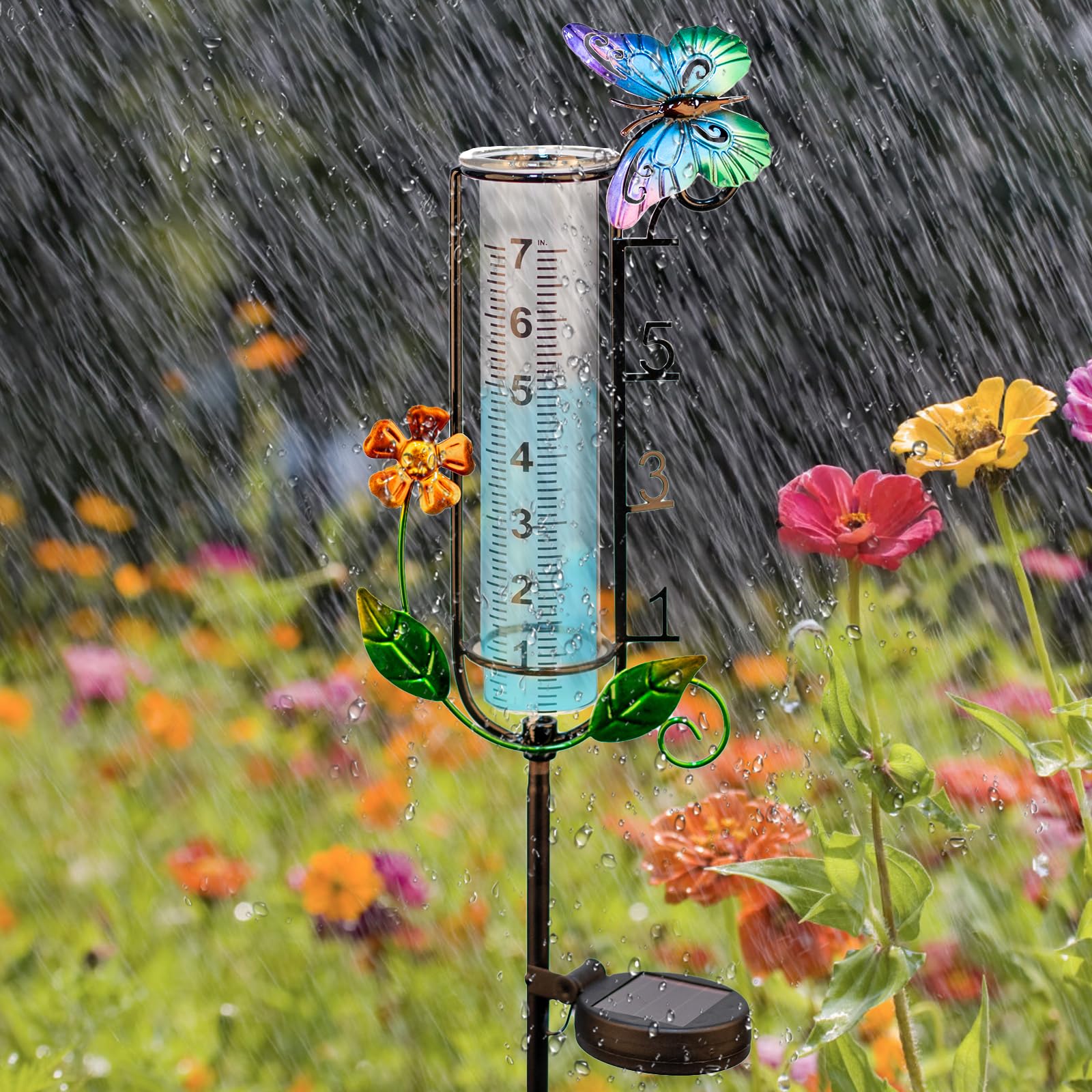 HDUAN IDT colorful metal butterfly and floral pattern detail, adds charming yard decoration