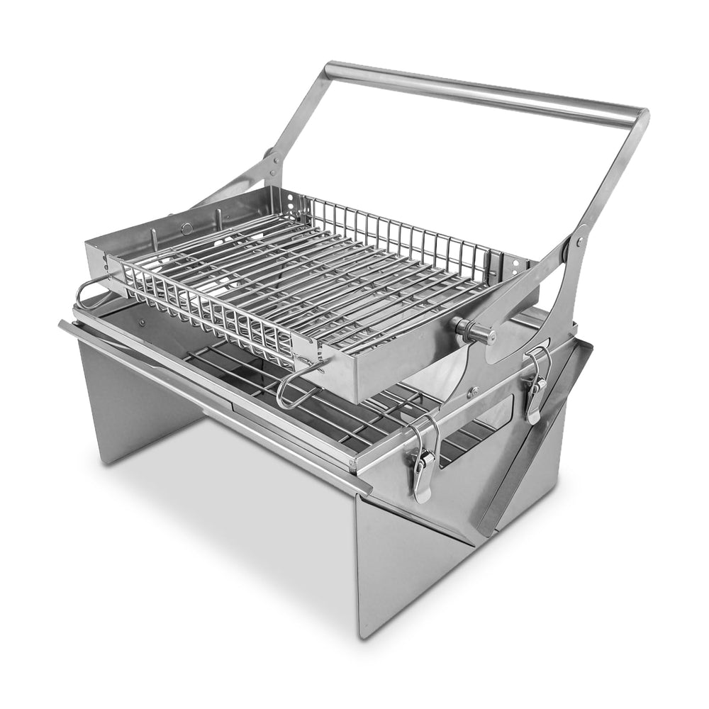HDWYSY front view of compact grill showing portability and stable base