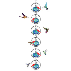 HEADAK LIFE front view of six blue glass feeders showing vibrant design benefit