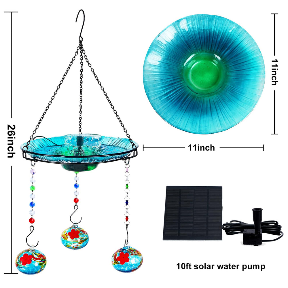 HEADAK LIFE hanging assembly showing bath and three feeders for convenient garden installation