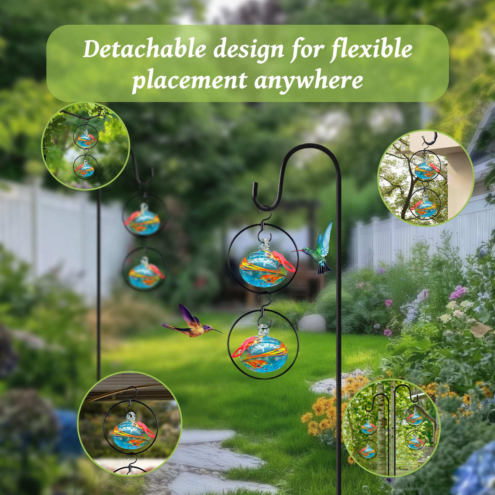 Headak Life feeder hanging on a porch creating attractive garden décor and easy bird access