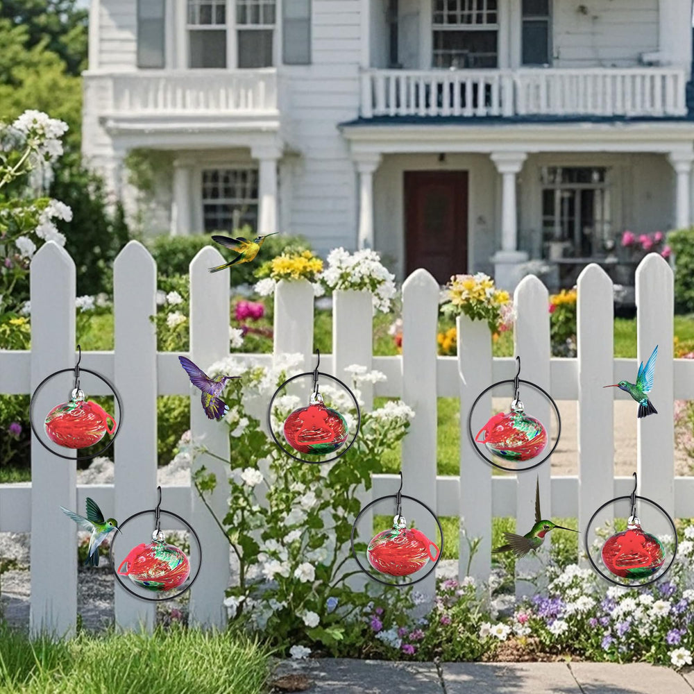 HEADAK LIFE feeders hanging on porch rail demonstrating insect-resistant elevated placement