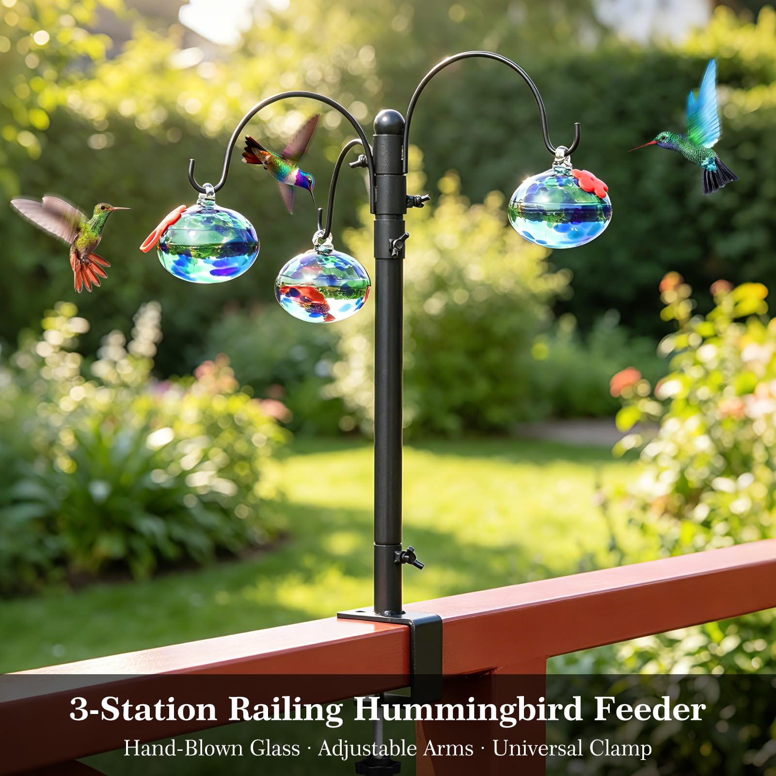 HEADAK LIFE feeder setup on a balcony with hummingbird nearby illustrating peaceful birdwatching