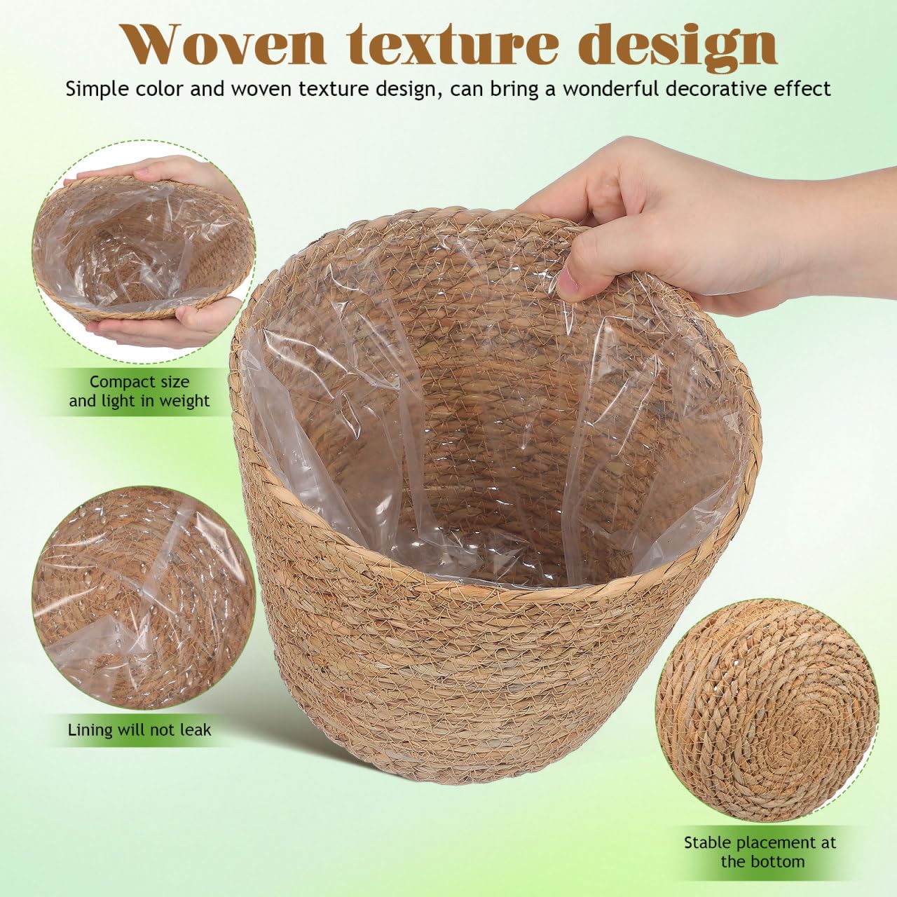 Healifty top view showing waterproof plastic liner inside basket to prevent leaks and mess