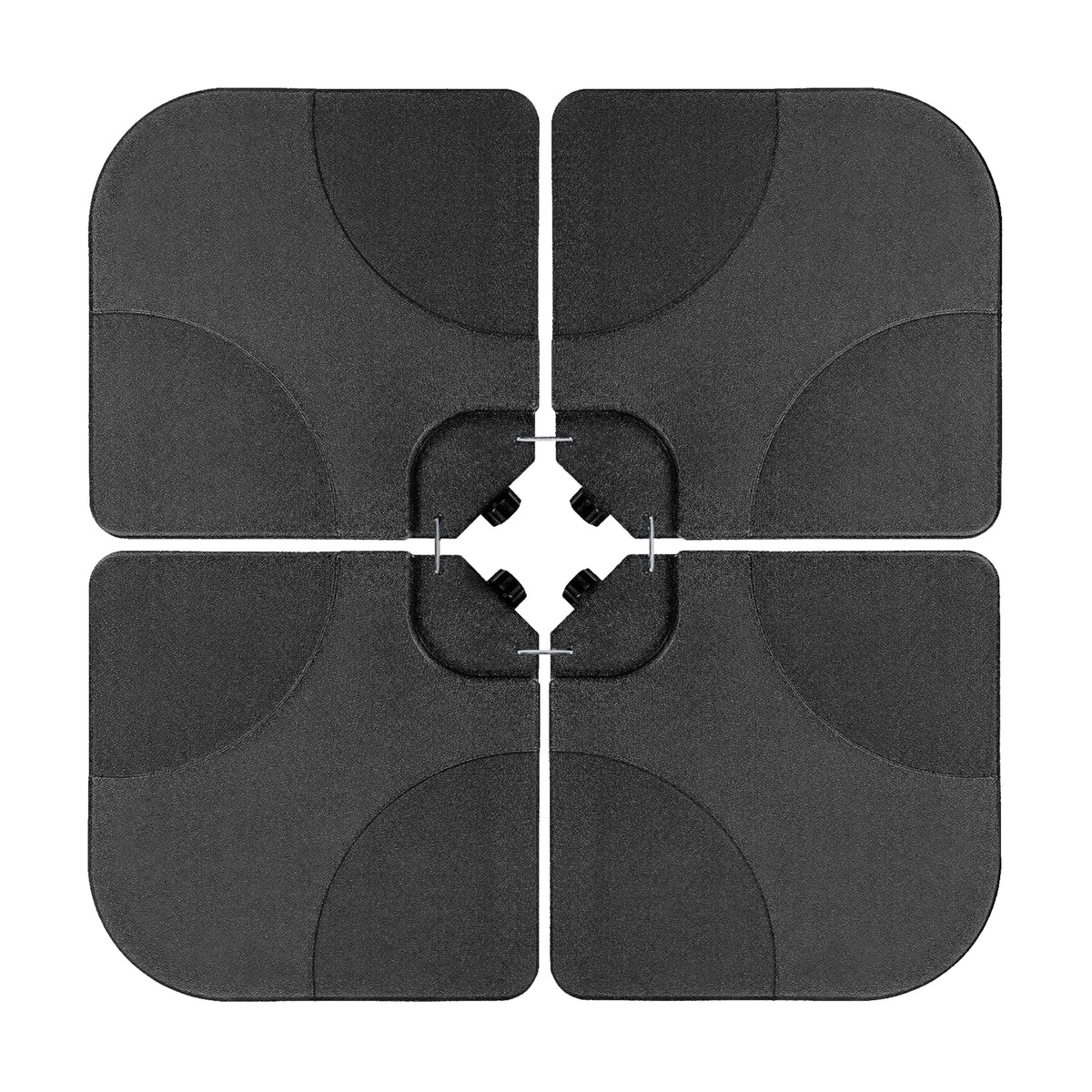 HealSmart front view of four black square plates showing stability and streamlined look