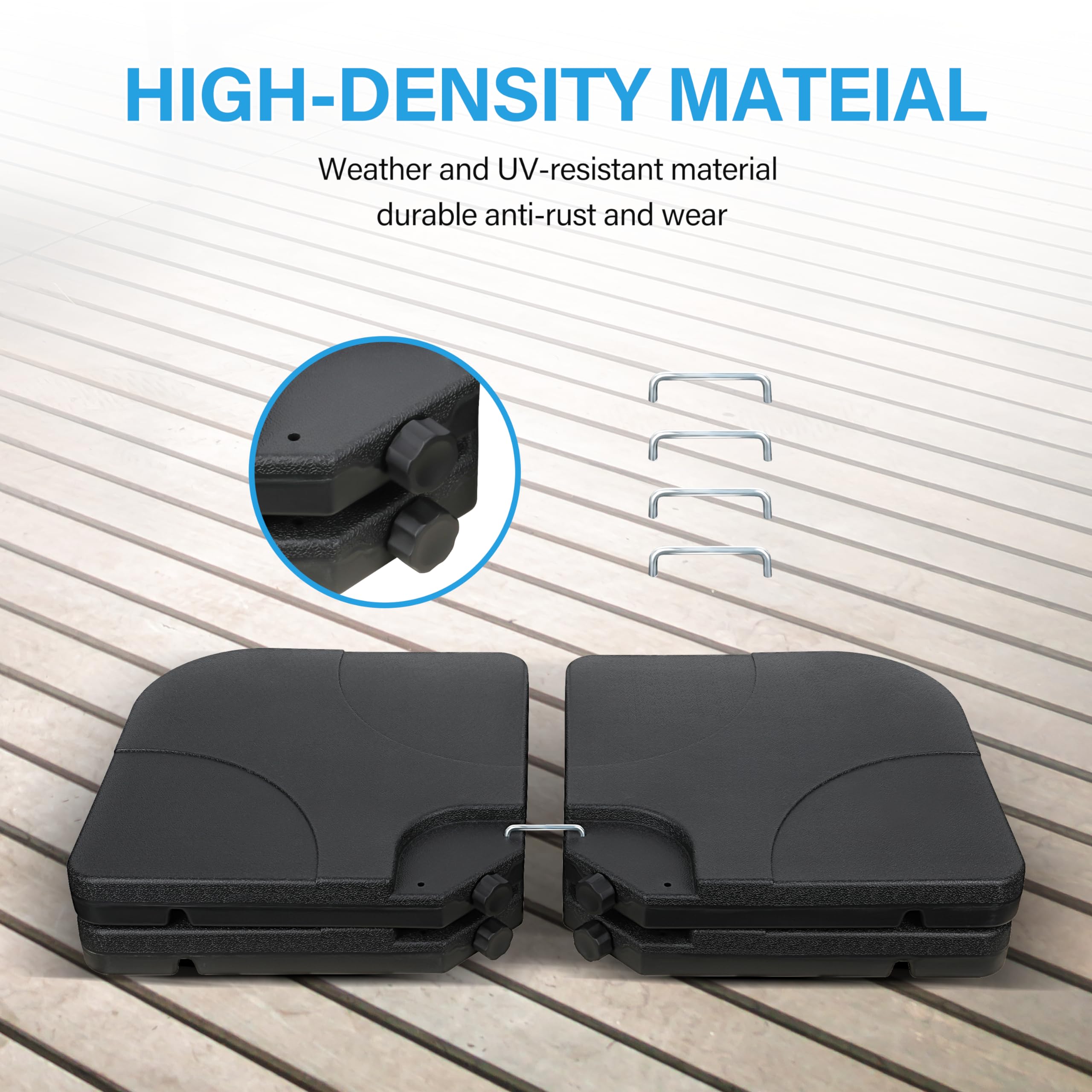 HealSmart plates installed under cantilever umbrella showing reliable outdoor anchoring