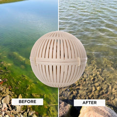 Close-up of AquaSphere PRO biodegradable sphere texture and compostable material benefit