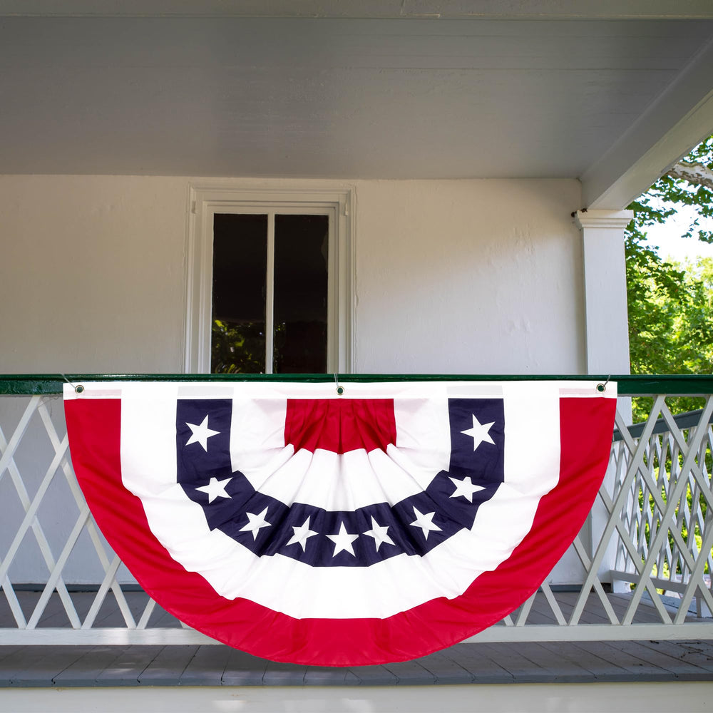 Heartome multiple banners lined on a fence creating cohesive patriotic display