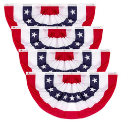Heartome front view pleated fan flag showing full patriotic design and visibility