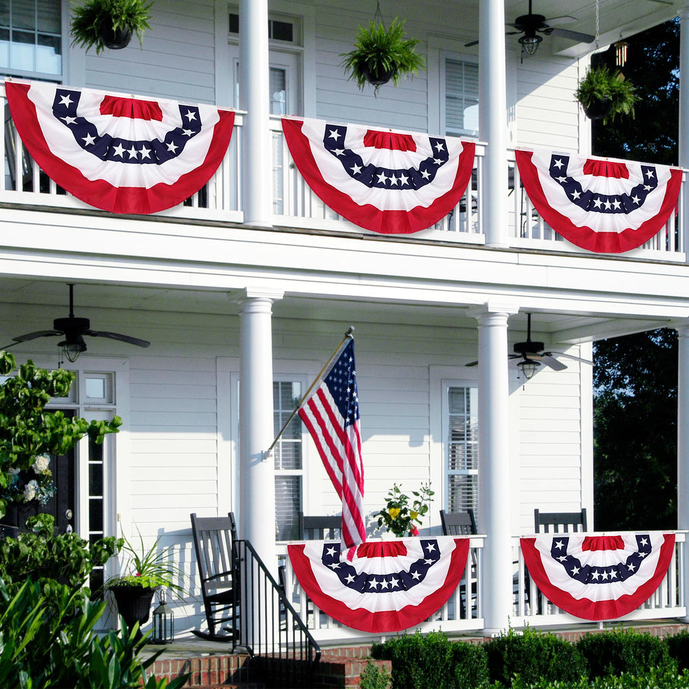 Heartome fan flag used indoors at a party adding festive red white and blue ambiance