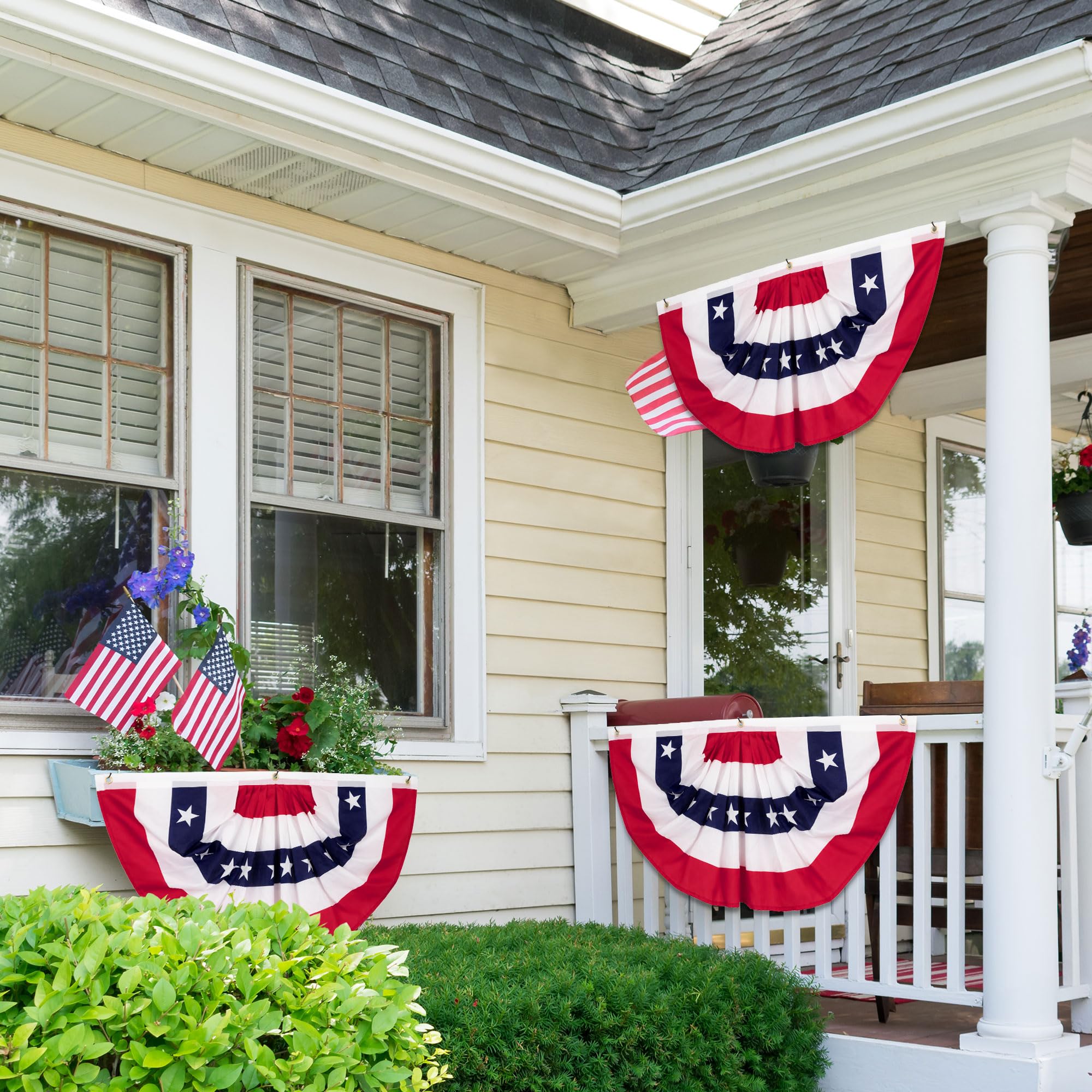 Heartome flags decorating a parade route creating cohesive patriotic atmosphere