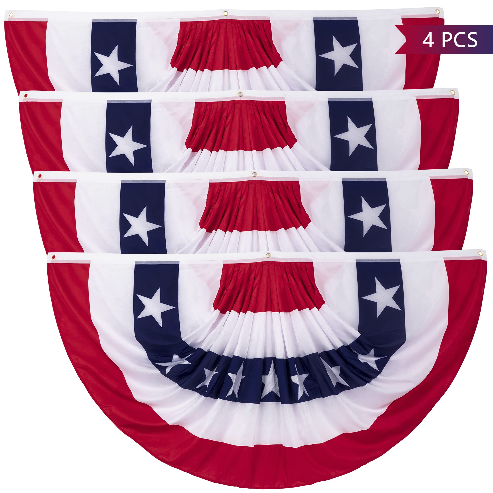 Heartome pleated fan flag front view showing bold stars and stripes and curb appeal